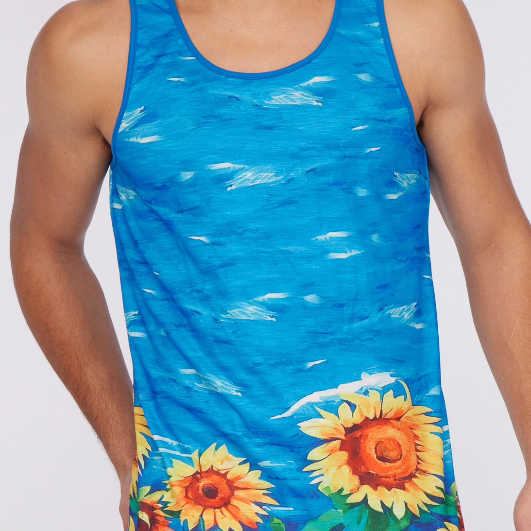 ROYAL SUNFLOWERS STRETCH JERSEY SINGLET ST-442 Final Sale
