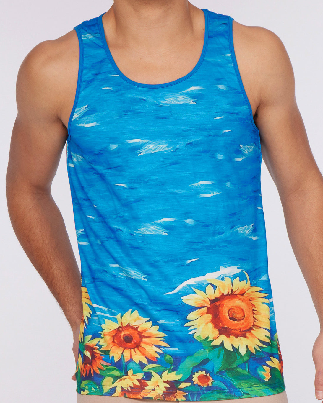 ROYAL SUNFLOWERS STRETCH JERSEY SINGLET ST-442 Final Sale