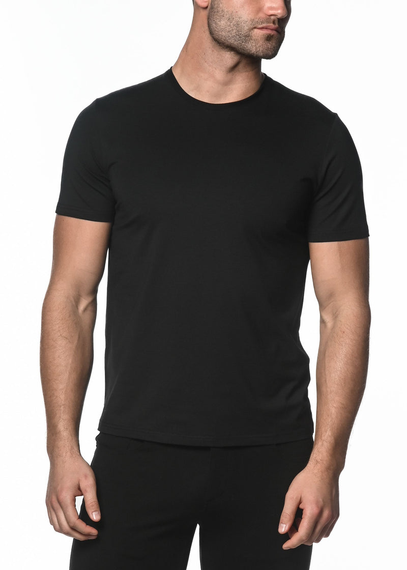 BLACK CREW NECK SHORT SLEEVE JERSEY T-SHIRT ST-60