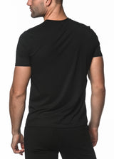 BLACK V-NECK SHORT SLEEVE JERSEY T-SHIRT ST-61