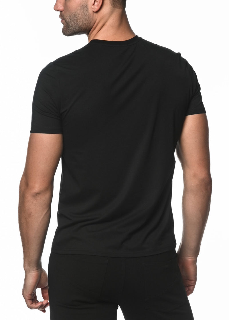 BLACK V-NECK SHORT SLEEVE JERSEY T-SHIRT ST-61