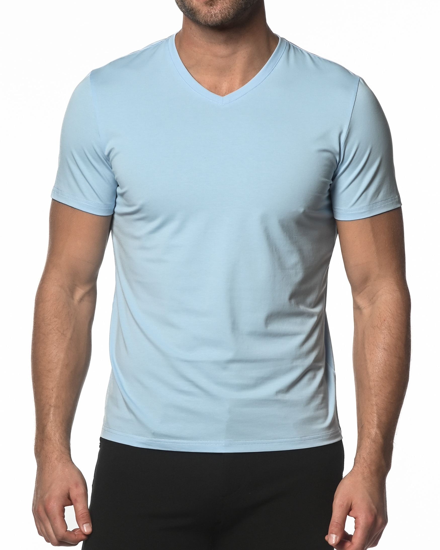 CLOUD BLUE V-NECK SHORT SLEEVE JERSEY T-SHIRT ST-61