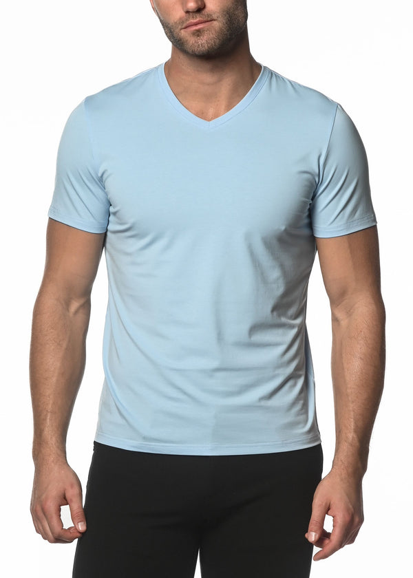 CLOUD BLUE V-NECK SHORT SLEEVE JERSEY T-SHIRT ST-61