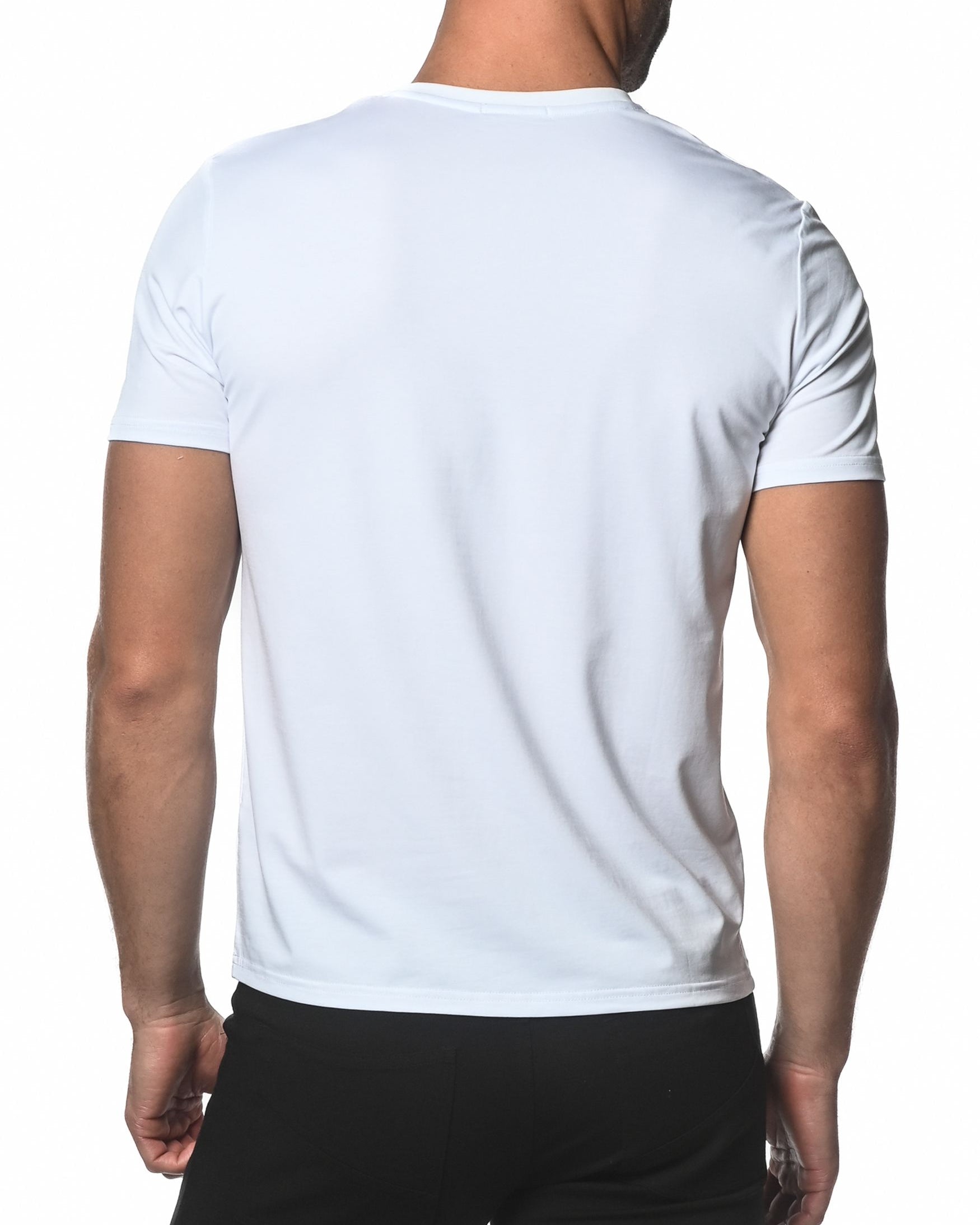 WHITE V-NECK SHORT SLEEVE JERSEY T-SHIRT ST-61