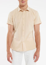 LATTE SOLID KNIT STRETCH SHORT SLEEVE SHIRT ST-960