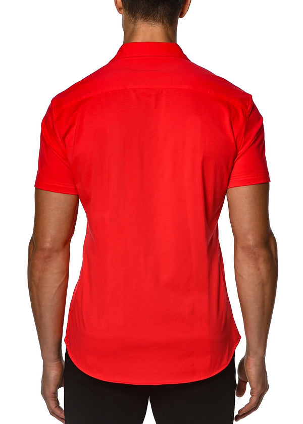 RED SALSA SOLID COTTON STRETCH KNIT JERSEY SHORT SLEEVE SHIRT ST-963