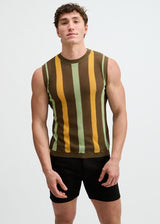 WEED TEXTURED STRIPE OPEN KNIT VEST ST-24311