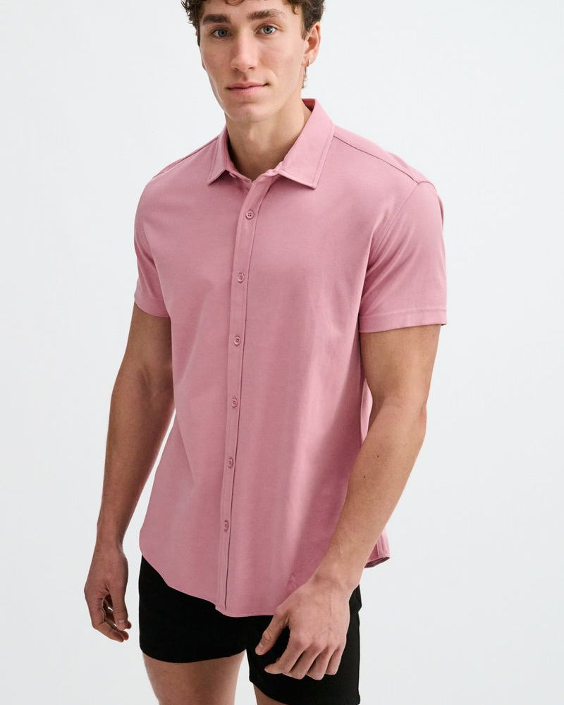 CARNATION SOLID STRETCH JERSEY KNIT SHORT SLEEVE SHIRT ST-963-05