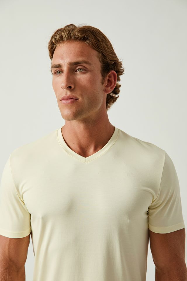 BUTTERCREAM SOLID STRETCH MODAL V- NECK TEE ST-9010