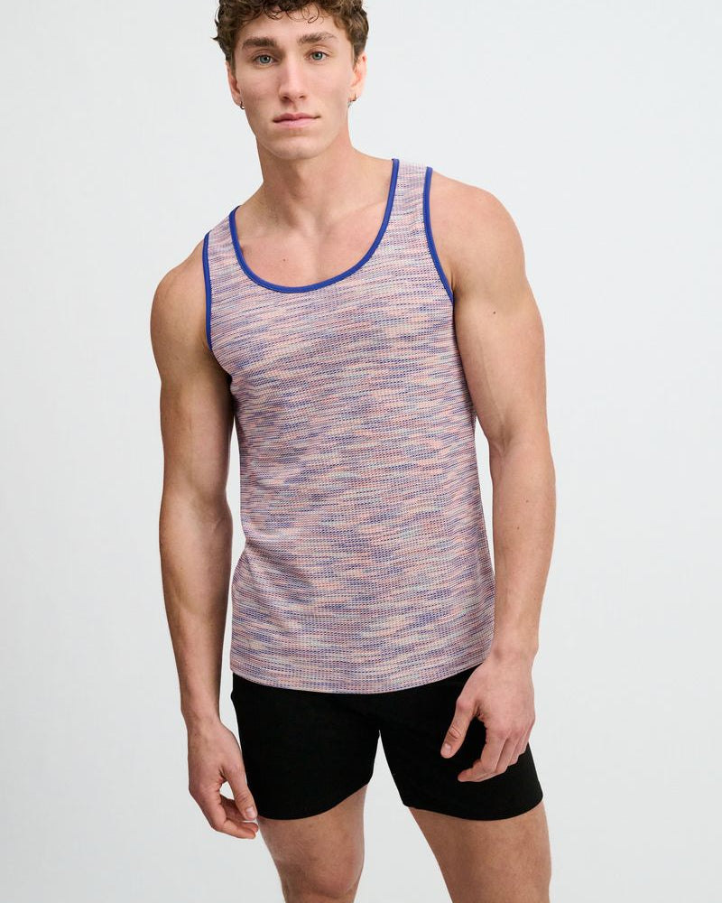 PURPLE SPACE DYE TEXTURED STRETCH KNIT TANK ST-11142