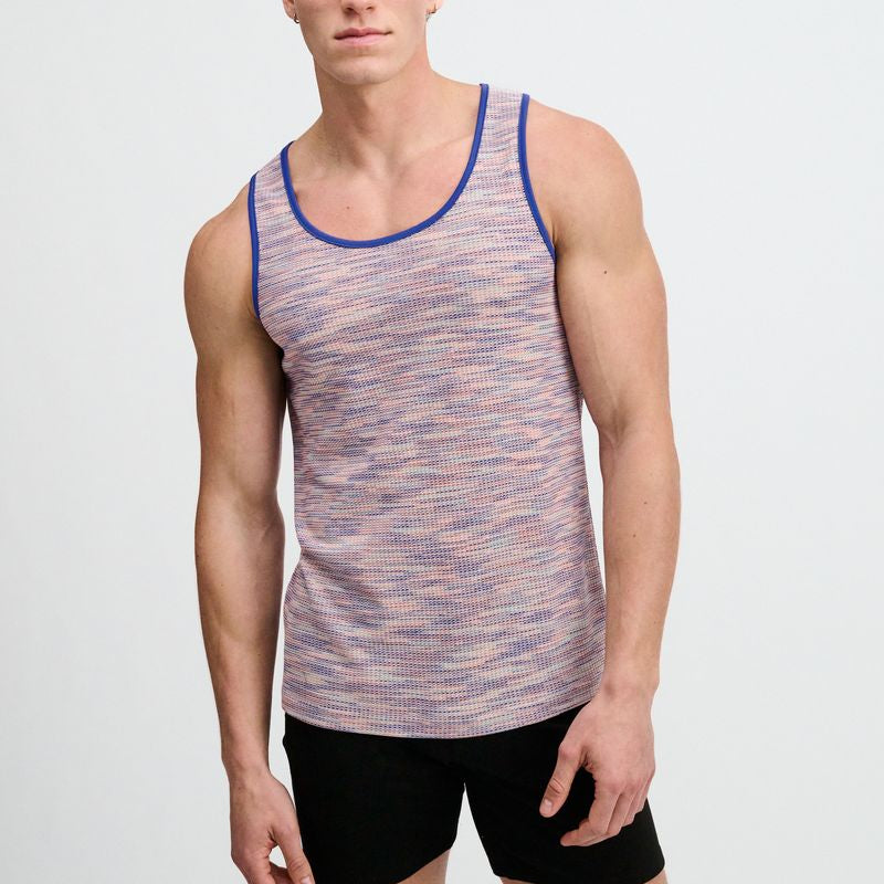 PURPLE SPACE DYE TEXTURED STRETCH KNIT TANK ST-11142