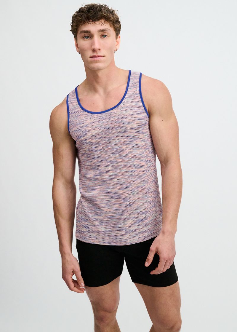 PURPLE SPACE DYE TEXTURED STRETCH KNIT TANK ST-11142