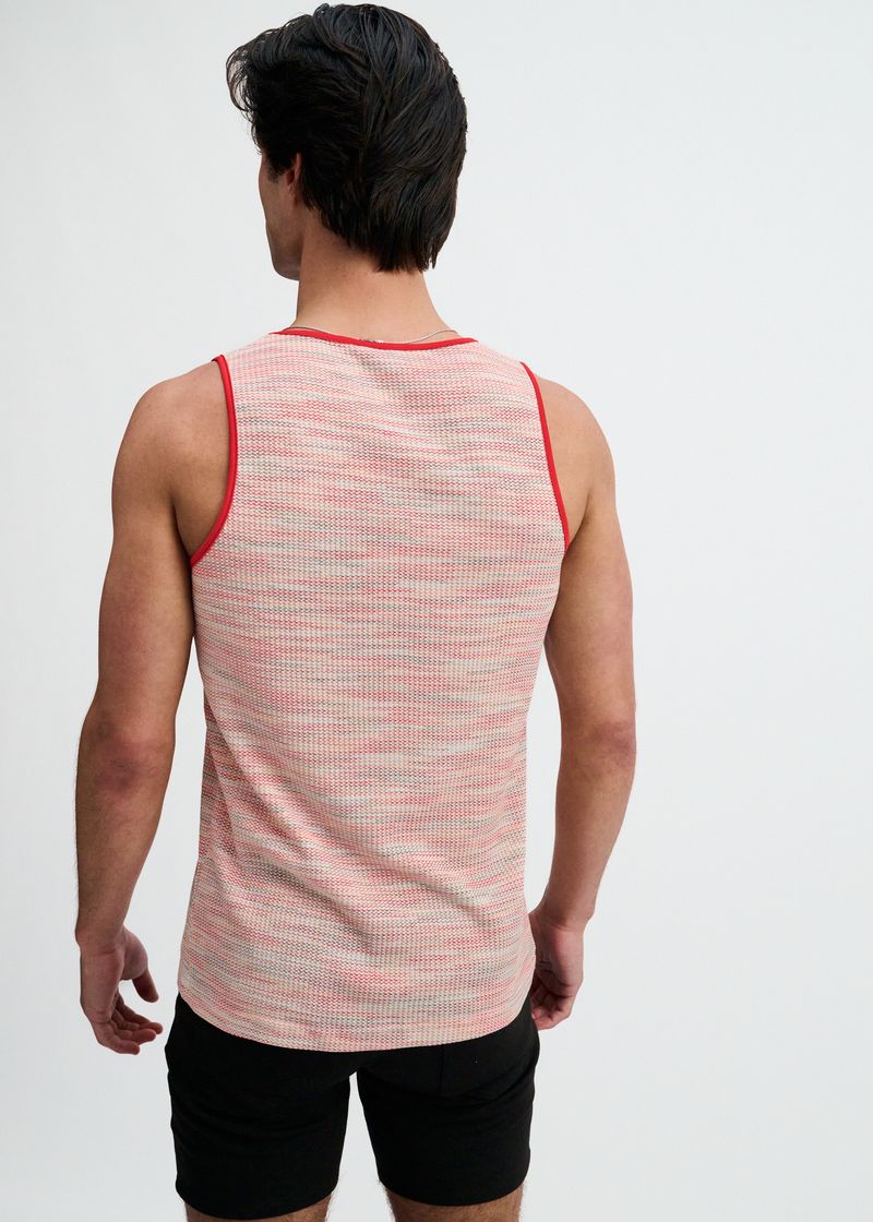 POPPY SPACE DYE TEXTURED STRETCH KNIT TANK ST-11142