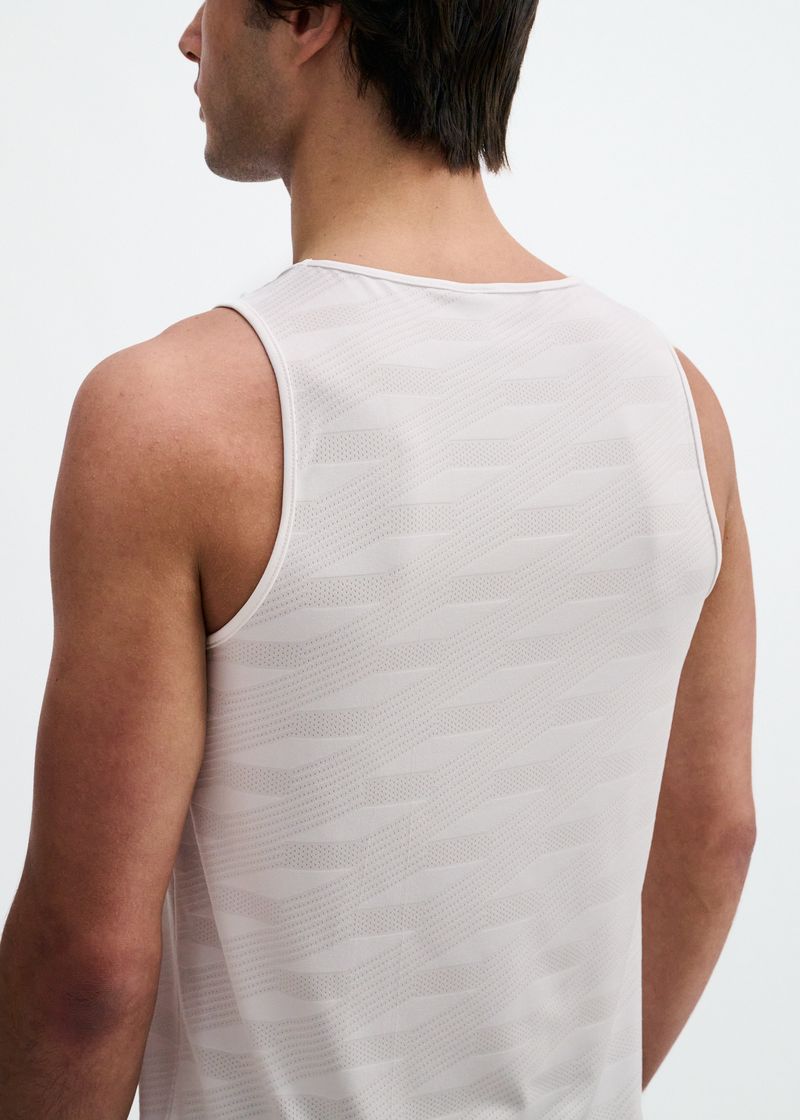 WHITE GEOMETRIC STRETCH MESH PERFORMANCE TANK ST-295