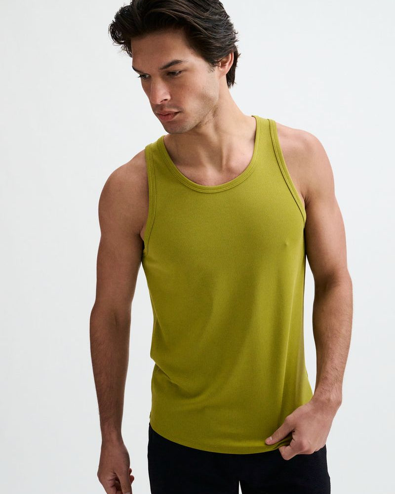 APPLE GREEN RIB STRETCH MODAL TANK STA-16004-04