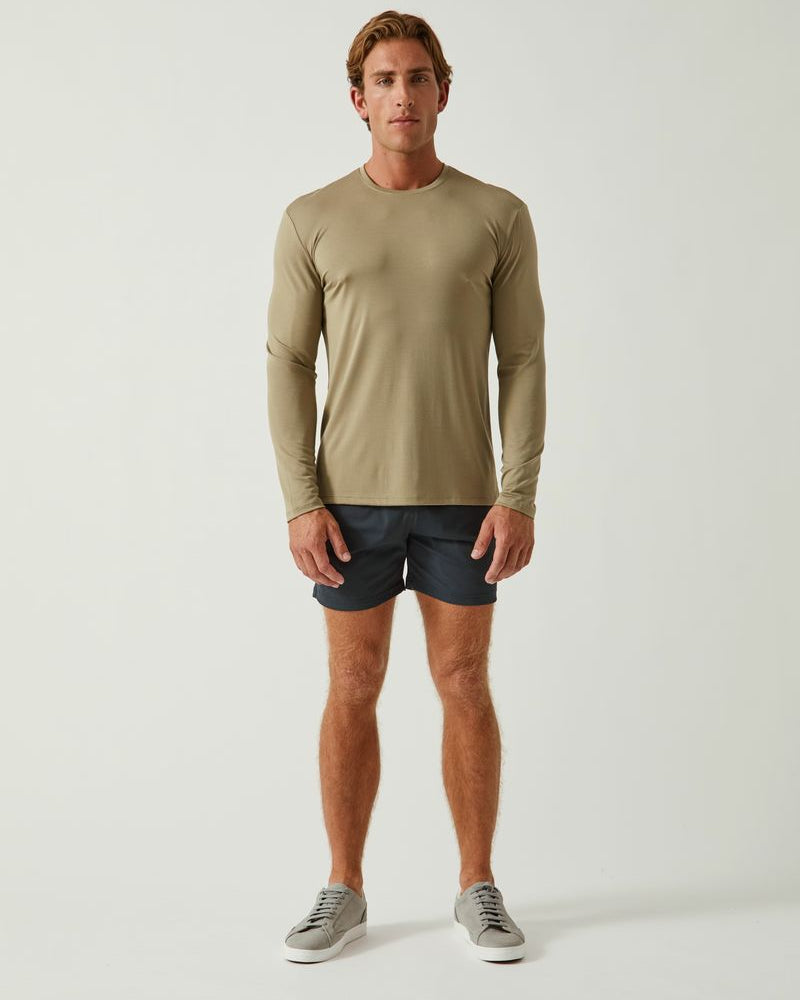 LAUREL SOLID STRETCH MODAL CREW NECK LONG SLEEVE TEE ST-9012