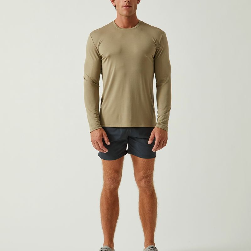 LAUREL SOLID STRETCH MODAL CREW NECK LONG SLEEVE TEE ST-9012