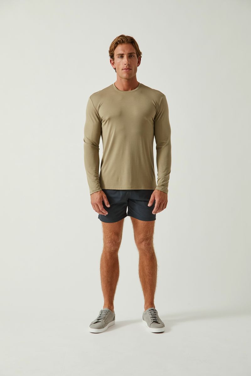 LAUREL SOLID STRETCH MODAL CREW NECK LONG SLEEVE TEE ST-9012