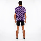 LILAC/PURPLE LEAVES JACQUARD KNIT 3-BUTTON POLO ST-24308