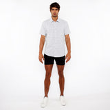 WHITE TEXTURED CHEVRON STRETCH KNIT SHORT SLEEVE SHIRT ST-24066