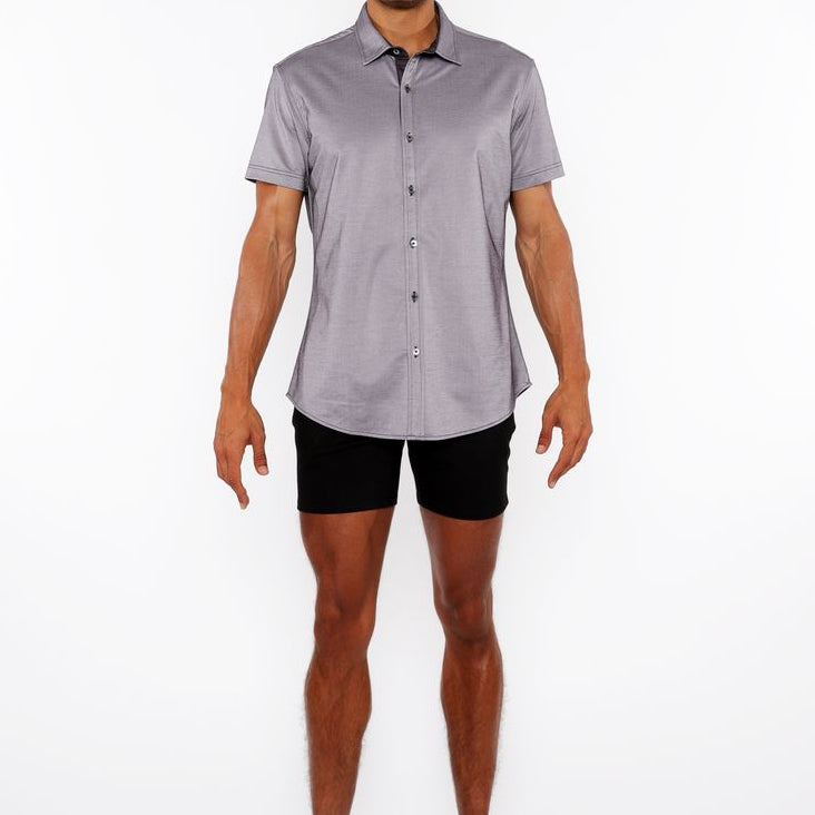RAISIN SOLID STRETCH JERSEY KNIT SHORT SLEEVE SHIRT W/CONTRAST PLACKET ST-963-04