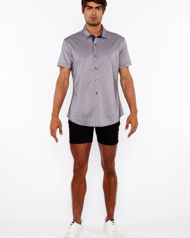 RAISIN SOLID STRETCH JERSEY KNIT SHORT SLEEVE SHIRT W/CONTRAST PLACKET ST-963-04
