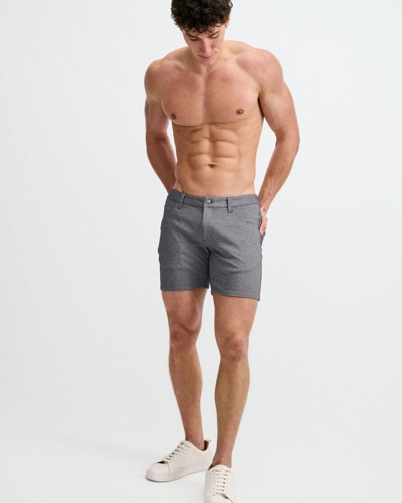 BLUE GREY 5" INSEAM STRETCH KNIT JEANS SHORTS ST-1932