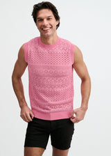 CREPE PINK POINTELLE OPEN KNIT VEST ST-24310