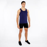 NAVY CIRCLE SPINE LASER CUT STRETCH JERSEY TANK TOP ST-20050