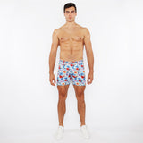 SKY/MULTI 3D FLORAL 5"INSEAM PRINTED STRETCH KNIT JEANS SHORT ST-1932-93