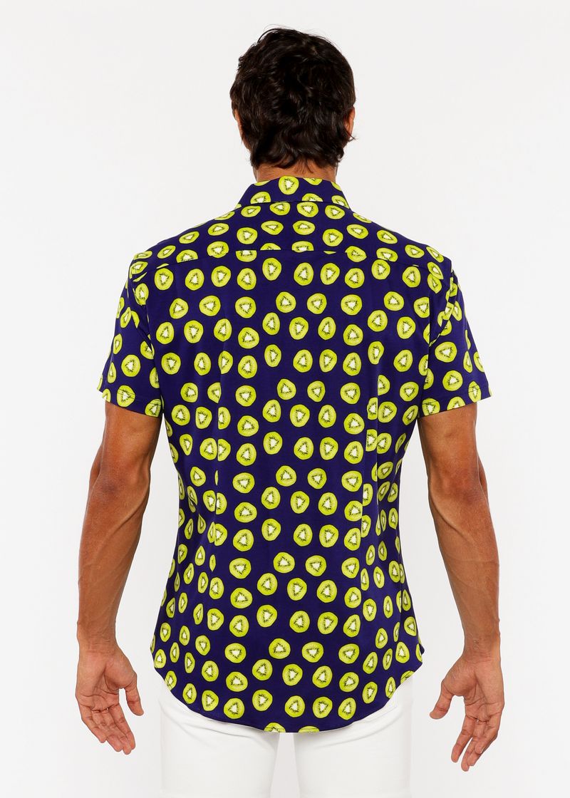 NAVY/KIWI FRUITS PRINTED COTTON KNIT JERSEY SHORT SLEEVE SHIRT ST-9330