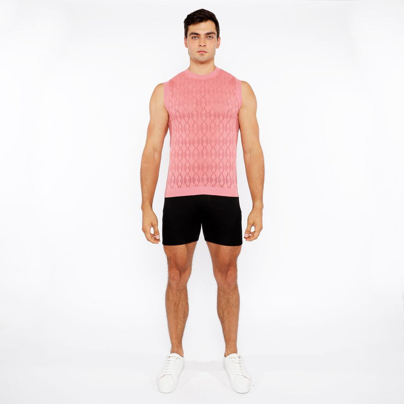 PEACH AMBER DIAMOND POINTELLE KNITTED VEST ST-24301