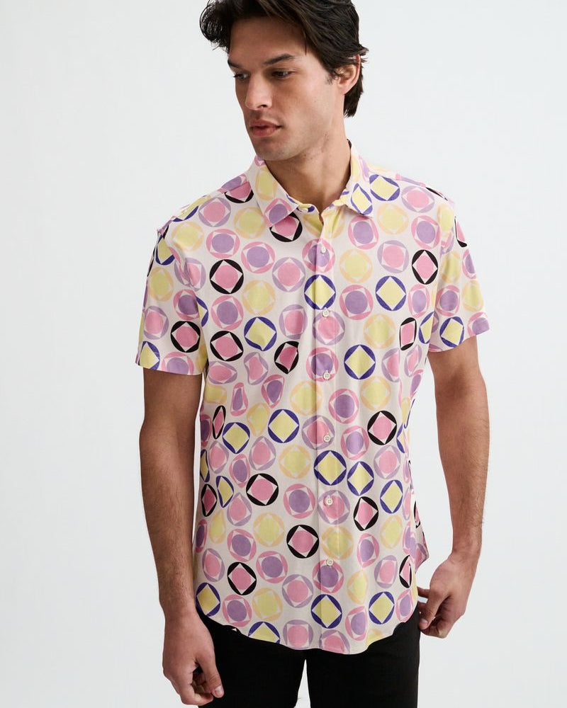 THISTLE/PETAL DOTS PRINTED COTTON KNIT JERSEY SHORT SLEEVE SHIRT ST-9366