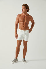 WHITE 5" INSEAM STRETCH KNIT JEANS SHORT ST-1932