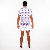 FUCHSIA/SPROUT FLORAL PRINTED COTTON KNIT JERSEY SHORT SLEEVE SHIRT ST-9335