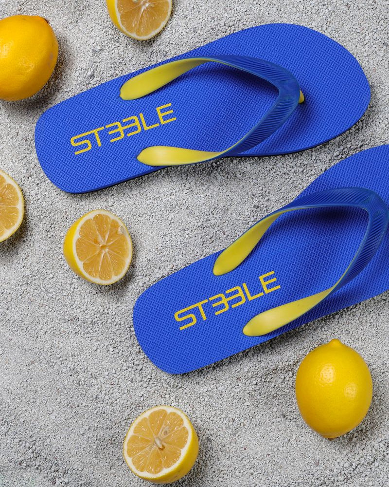ROYAL BLUE/YELLOW CLASSIC LOGO SOLID FLIP FLOP