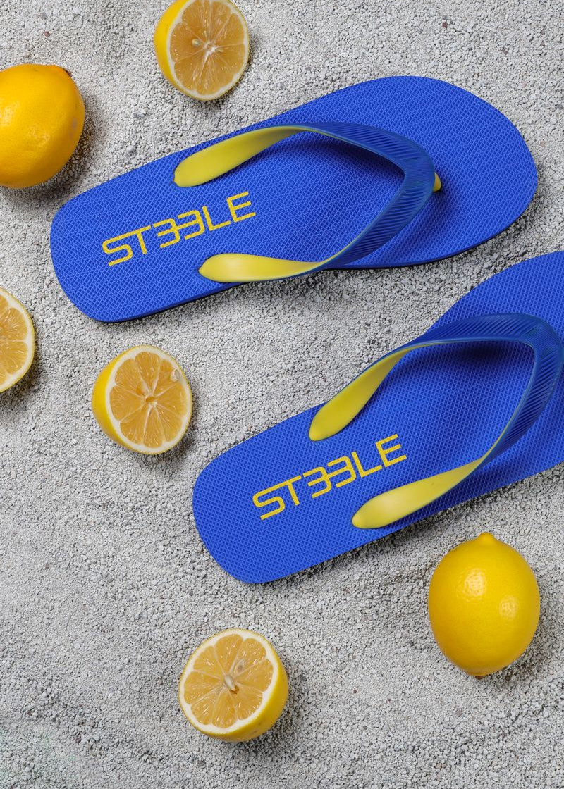 ROYAL BLUE/YELLOW CLASSIC LOGO SOLID FLIP FLOP