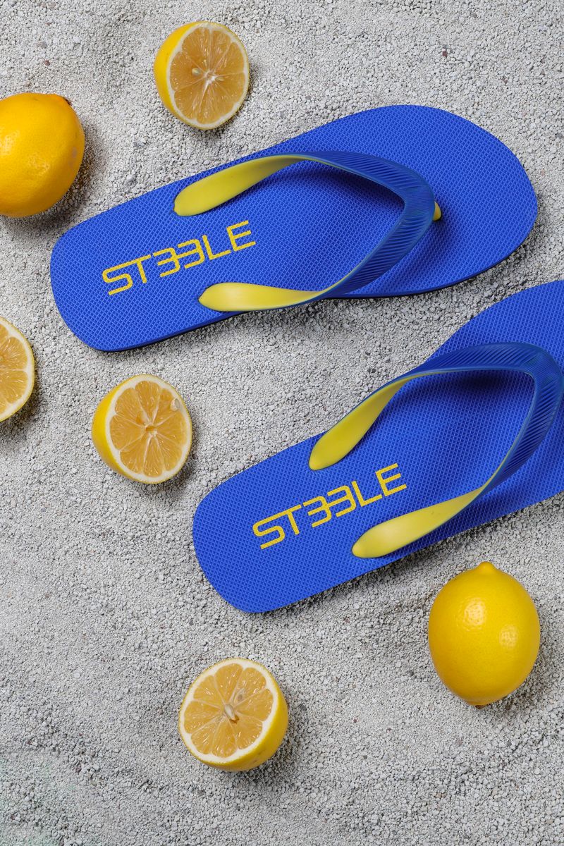 ROYAL BLUE/YELLOW CLASSIC LOGO SOLID FLIP FLOP