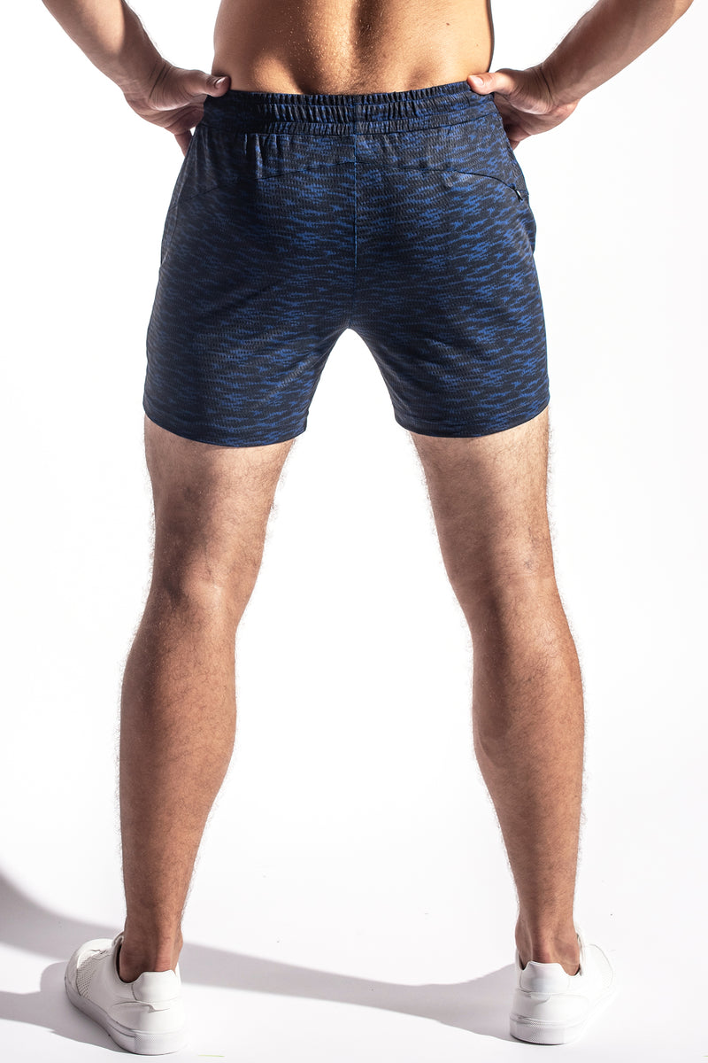 COBALT-BLACK ABSTRACT 6" STRETCH MESH PERFORMANCE SHORTS