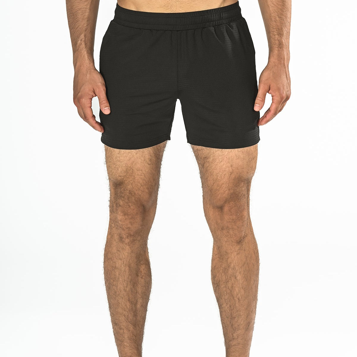BLACK 6" STRETCH MESH PERFORMANCE SHORTS