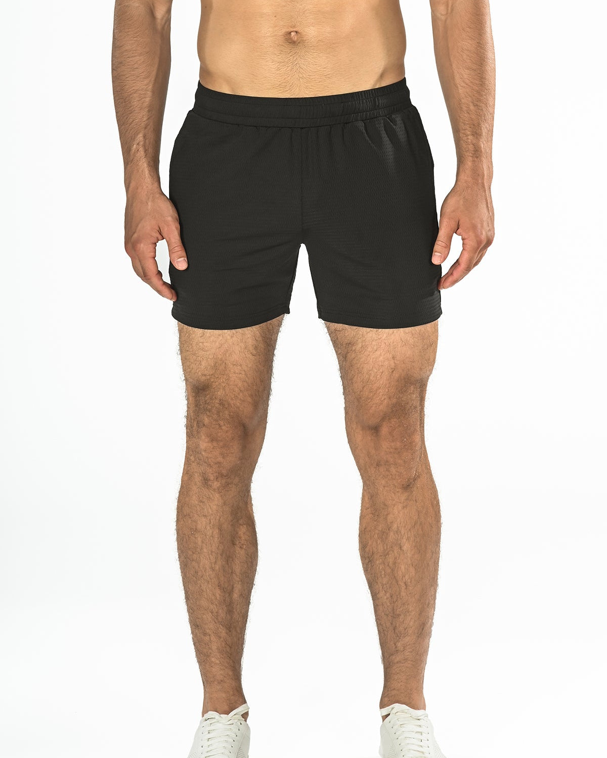 BLACK 6" STRETCH MESH PERFORMANCE SHORTS