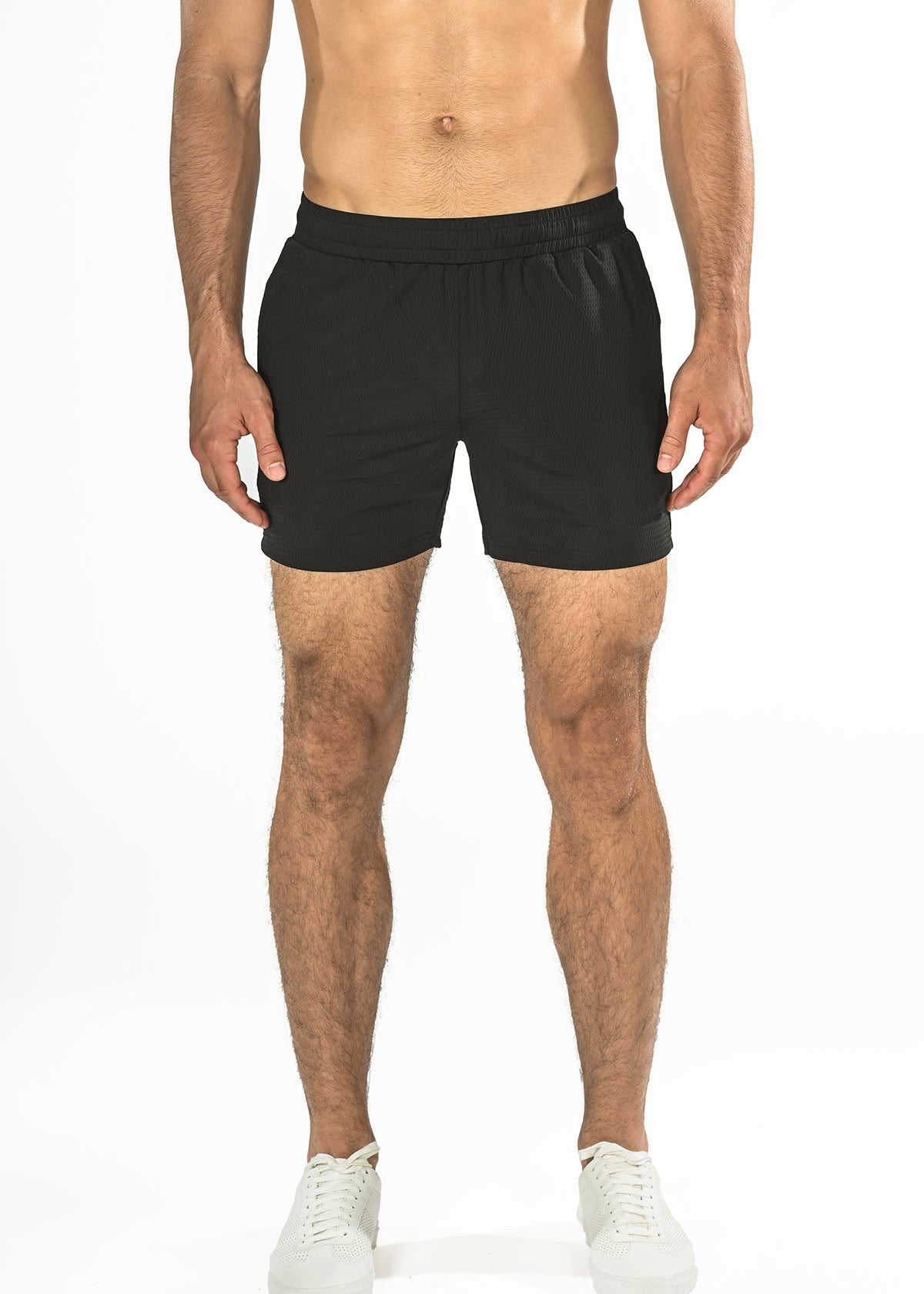 BLACK 6" STRETCH MESH PERFORMANCE SHORTS