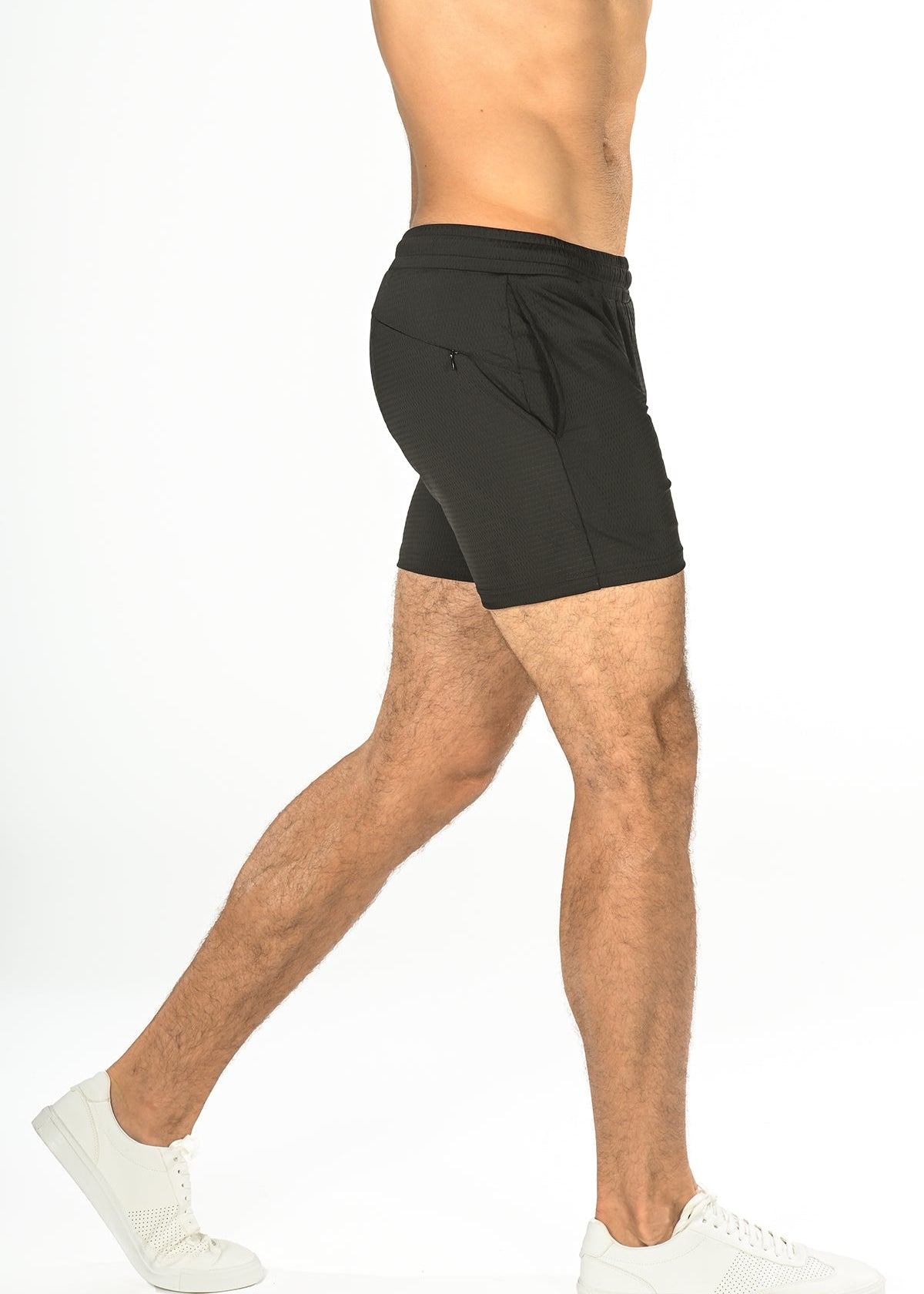 BLACK 6" STRETCH MESH PERFORMANCE SHORTS
