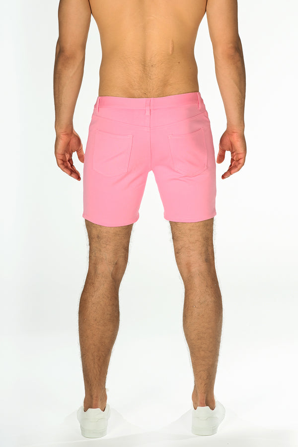 PINK 5" INSEAM STRETCH KNIT JEANS SHORTS ST-1932