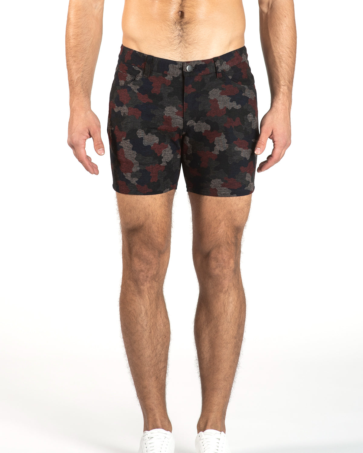RED CAMO 5" STRETCH KNIT JEANS SHORTS ST-1932 Final Sale