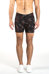 RED CAMO 5" STRETCH KNIT JEANS SHORTS ST-1932 Final Sale