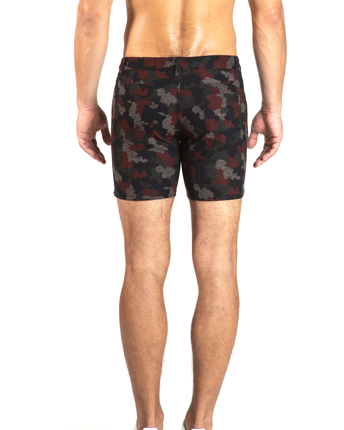 RED CAMO 5" STRETCH KNIT JEANS SHORTS ST-1932 Final Sale