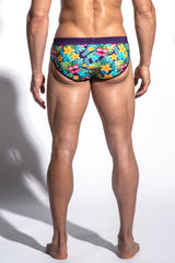 PURPLE/TEAL FREESTYLE SWIM BRIEF W/REMOVABLE CUP ST-8000- Final Sale