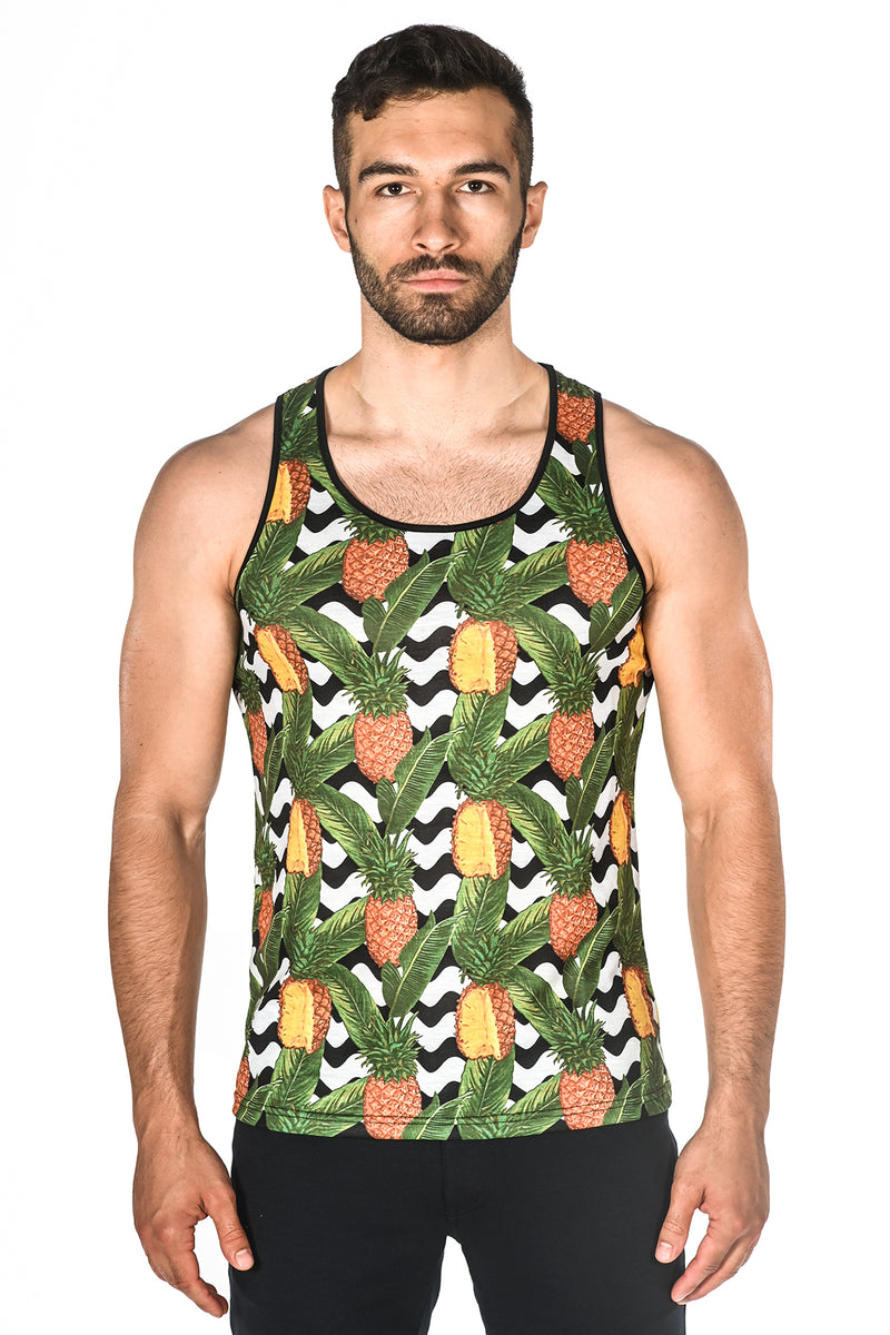 PINEAPPLE CHEVRON STRETCH JERSEY TANK TOP ST-416 Final Sale